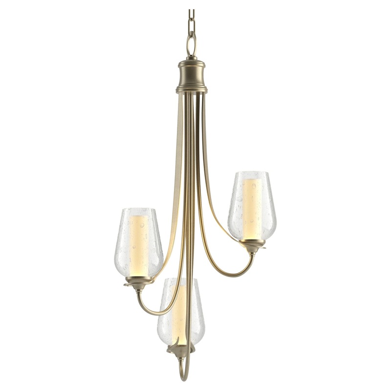 Flora 3-Arm Chandelier Soft Gold Seeded Glass with Opal Diffuser (ZS)
