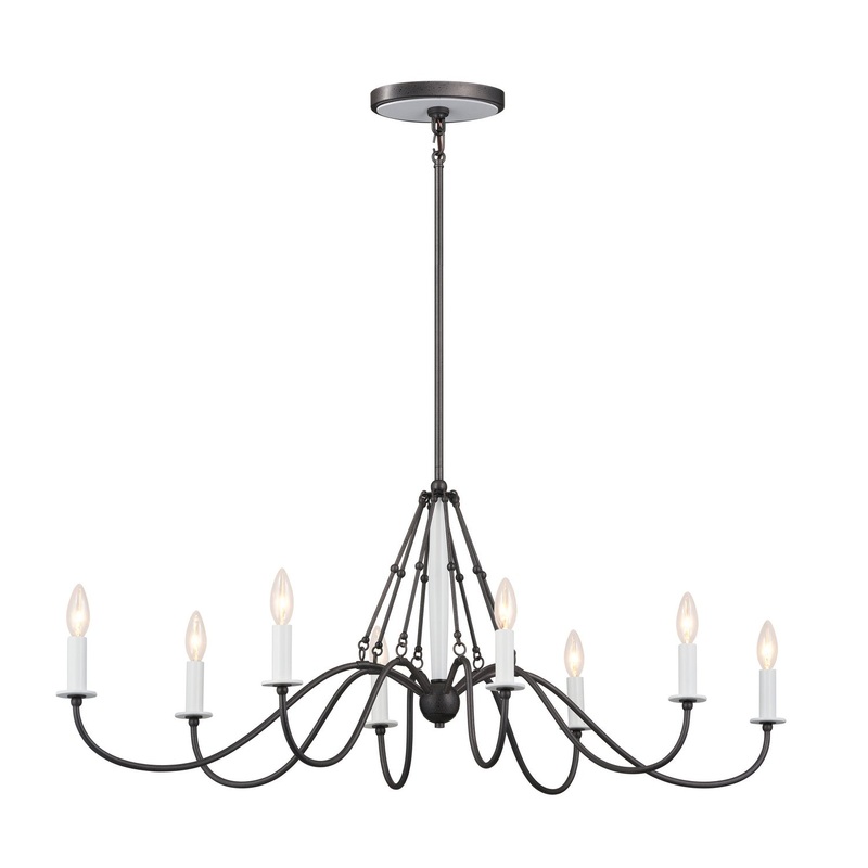 Kichler 52457AVI Eight Light Linear Chandelier, Anvil Iron