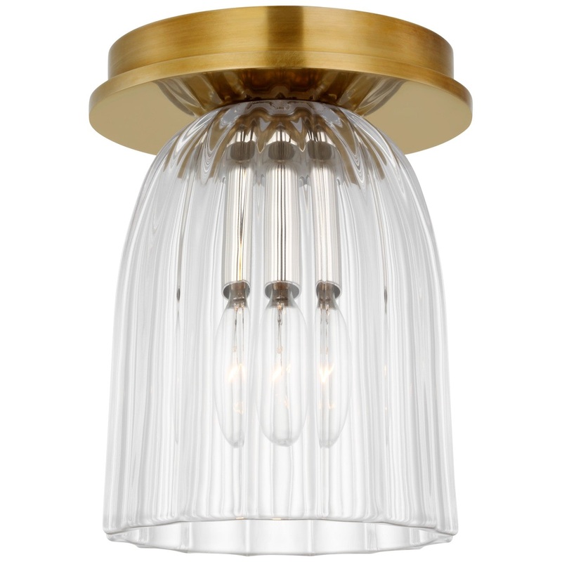 LED Flush Mount from the Asalea Collection in Hand-Rubbed Antique Brass Finish by Visual Comfort Signature