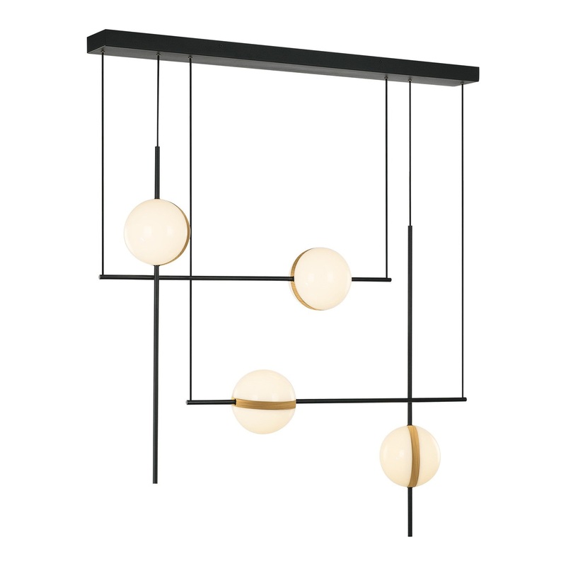 LED Pendant from the Tagliato Collection in Matte Black/Brushed Gold Finish by Alora