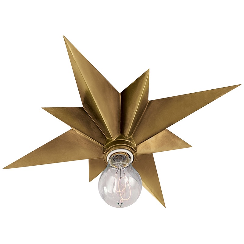 One Light Flush Mount from the Star Collection in Hand-Rubbed Antique Brass Finish by Visual Comfort Signature
