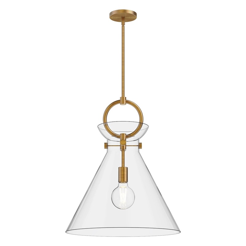 One Light Pendant from the Emerson Collection in Aged Gold Finish by Alora