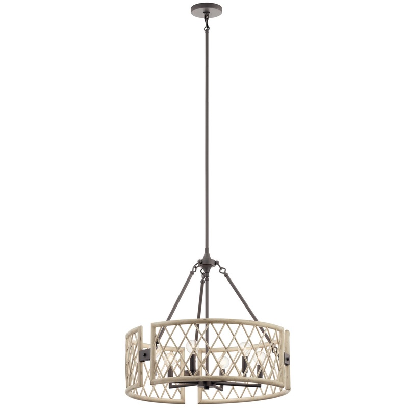 Six Light Chandelier from the Oana Collection in White Washed Wood Finish by Kichler