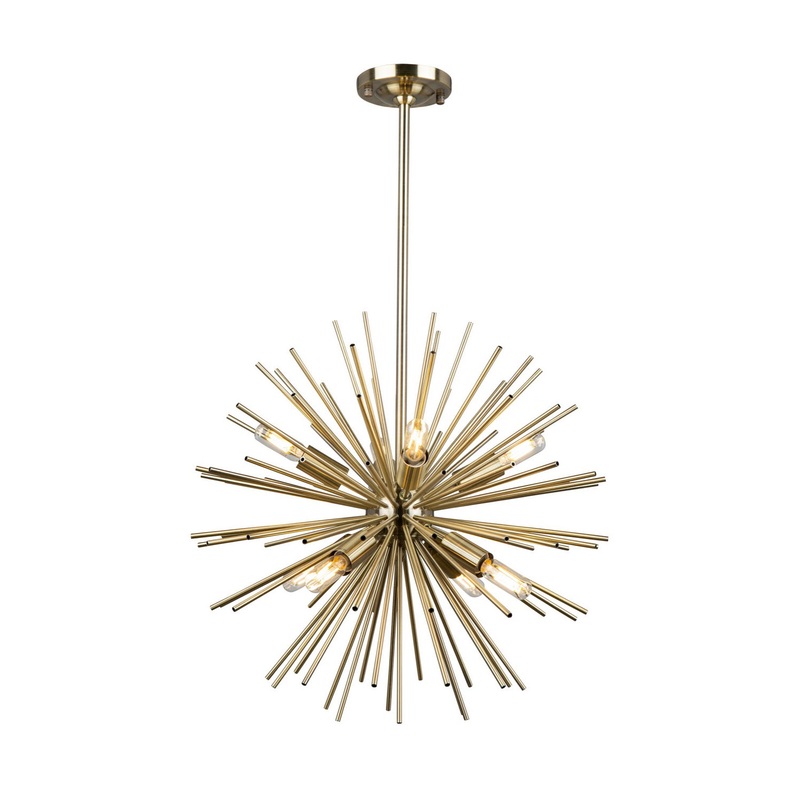 Sunburst Starburst Chandelier – Satin Brass