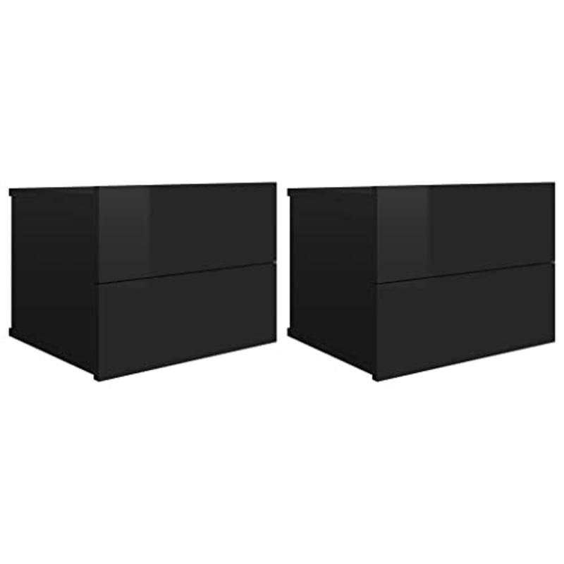 vidaXL Comodini Nero Lucido 2 pz 40x30x30 cm in Truciolato