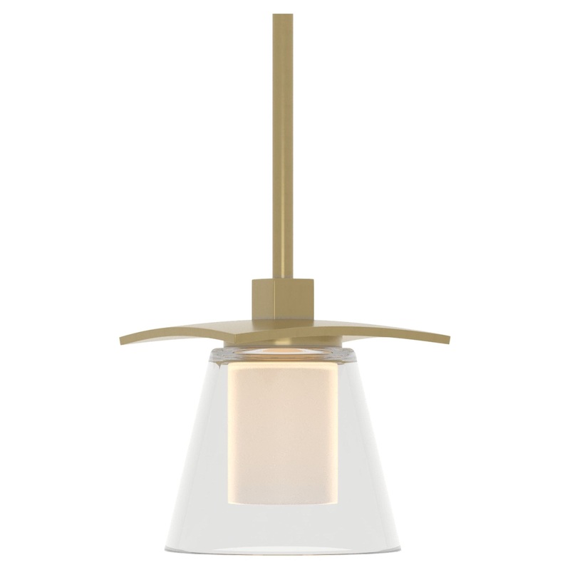 Wren Mini Pendant Modern Brass Clear Glass with Opal Diffuser (ZU)