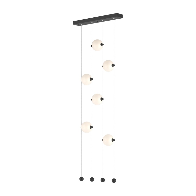 Abacus 6-Light Ceiling-to-Floor LED Pendant Black Opal Glass (GG)