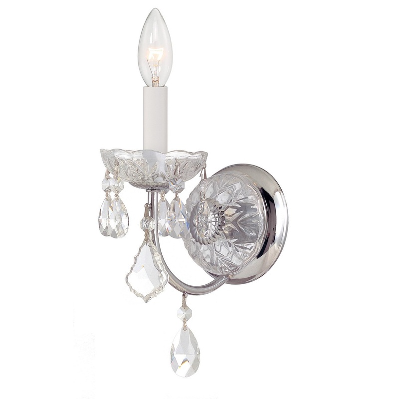 Crystorama 3221-CH-CL-SAQ Imperial One Light Wall Sconce Polished Chrome