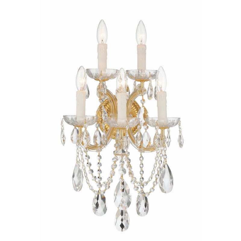 Crystorama 4425-GD-CL-MWP Maria Theresa Five Light Wall Sconce Gold