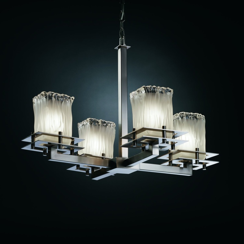 Four Light Chandelier from the Veneto Luce Collection in Brushed Nickel Finish by Justice Designs