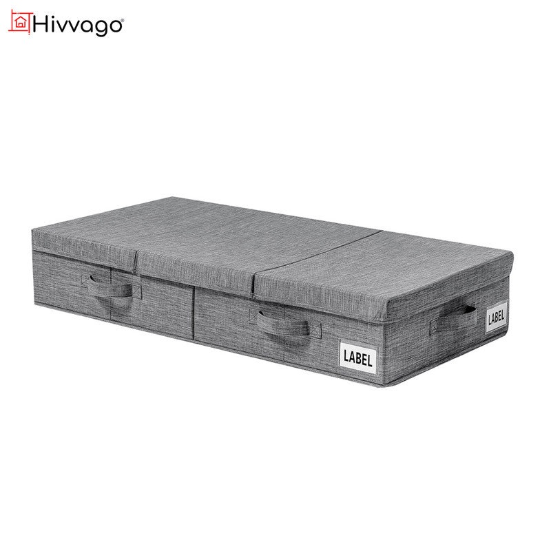 Hivvago Underbed Storage Container  Foldable Box with Lids & Label Pocket