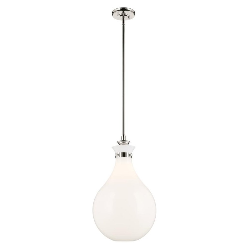 Laria 14″ 1-Light Pendant Polished Nickel Opal Glass
