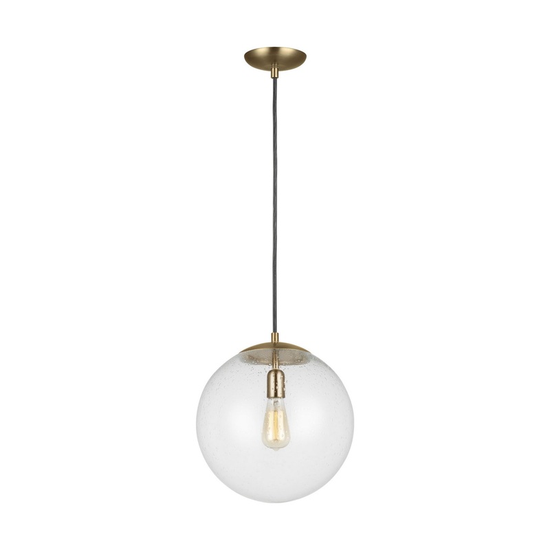 One Light Pendant from the Leo – Hanging Globe Collection in Satin Brass Finish by Visual Comfort Studio