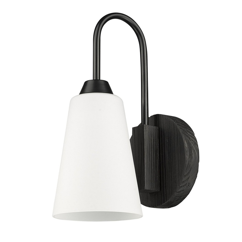 One Light Wall Sconce from the Neela Collection in Matte Black Finish by Golden