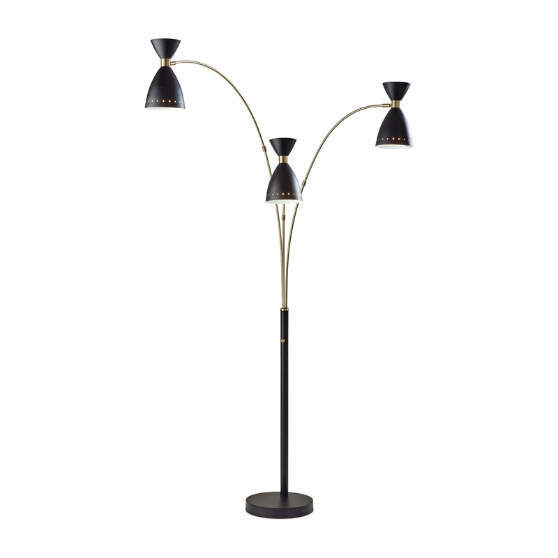 Oscar 3-Arm Arc Lamp Black with Antique Brass