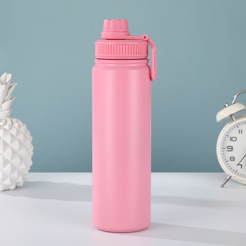 Pink Portable Travel Thermos Bottle – Leakproof Stainless Steel Flask with Carry Handle (25oz – 750ml)