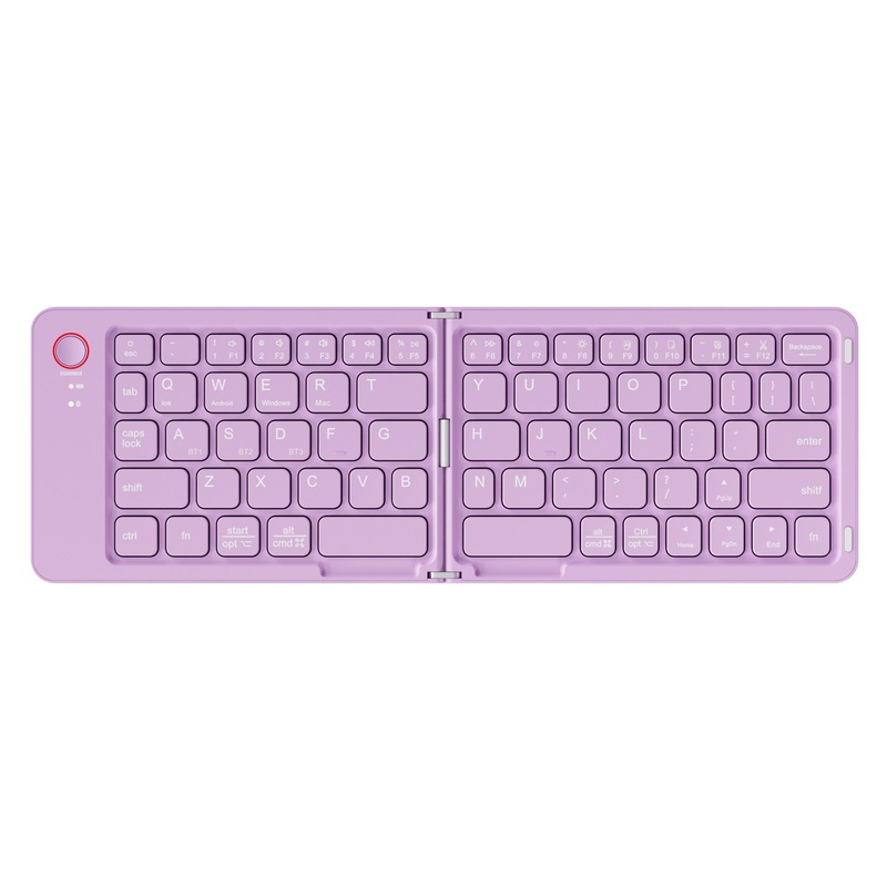 Purple Ultra-Slim Foldable Bluetooth Keyboard – Portable Wireless Rechargeable Travel Keyboard for iOS Android Windows Devices