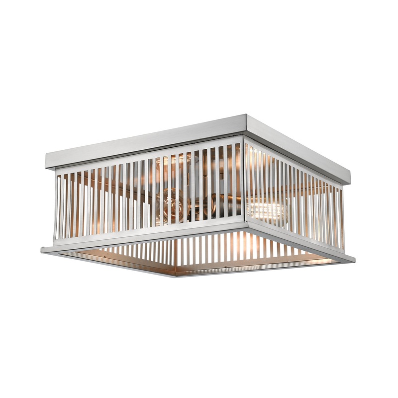 Three Light Flush Mount from the Camellia Collection in Brushed Nickel Finish by Z-Lite