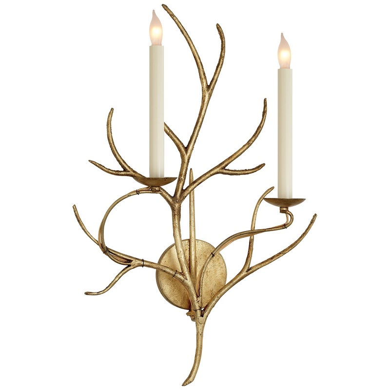 Two Light Wall Sconce from the Branch Collection in Gilded Iron Finish by Visual Comfort Signature