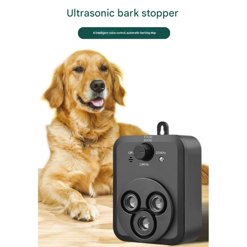 Black Advanced Ultrasonic Anti-Barking Device – Tri-Core Sonic Bark Control, 3 Frequencies, 10m Range, USB-C Rechargeable