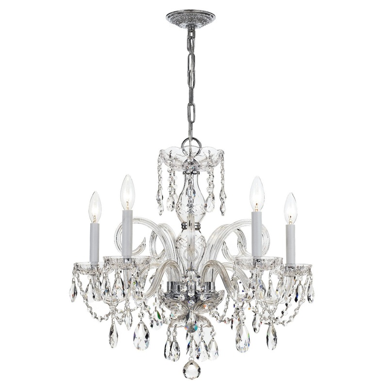 Crystorama 1005-CH-CL-MWP Traditional Crystal Five Light Chandelier Polished Chrome