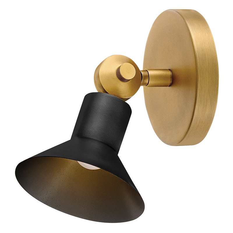 Dom Small Adjustable LED Sconce Heritage Brass and Black