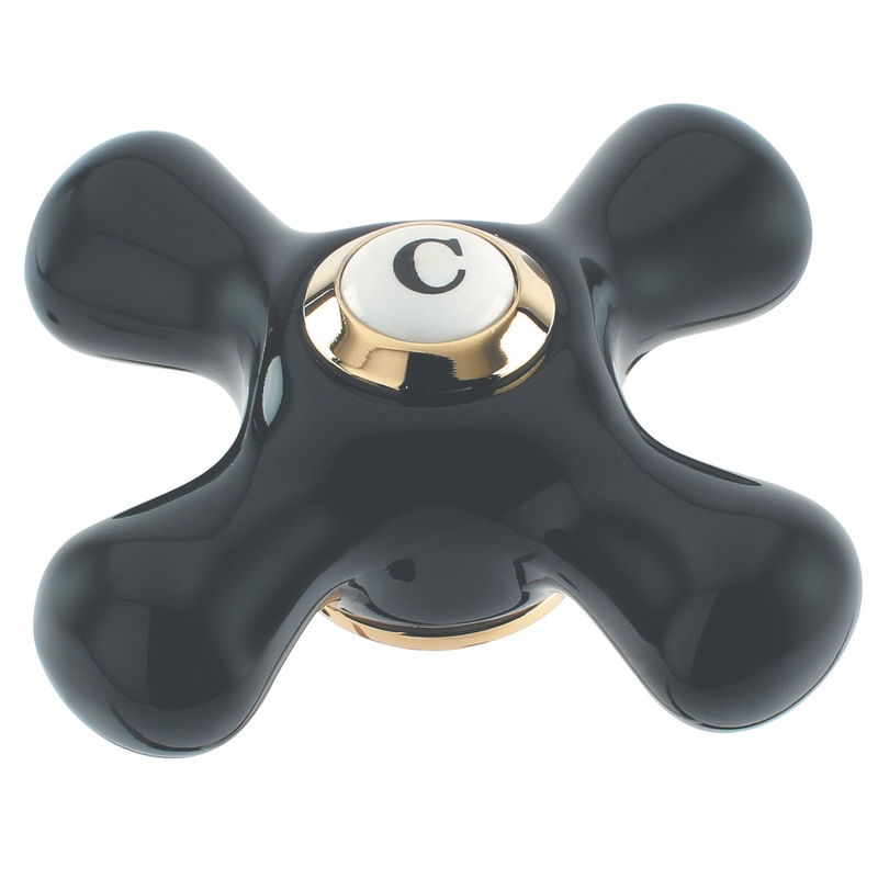 Duchess KSH1162PKXC Cold Porcelain Cross Handle, Polished Brass