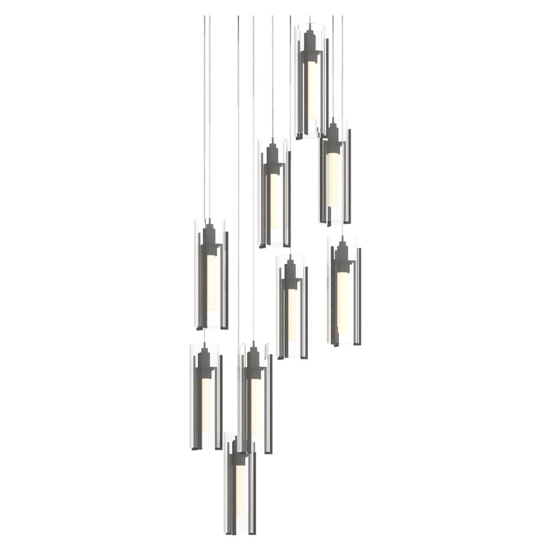 Exos Glass 9-Light Pendant Natural Iron Clear Glass (ZM)