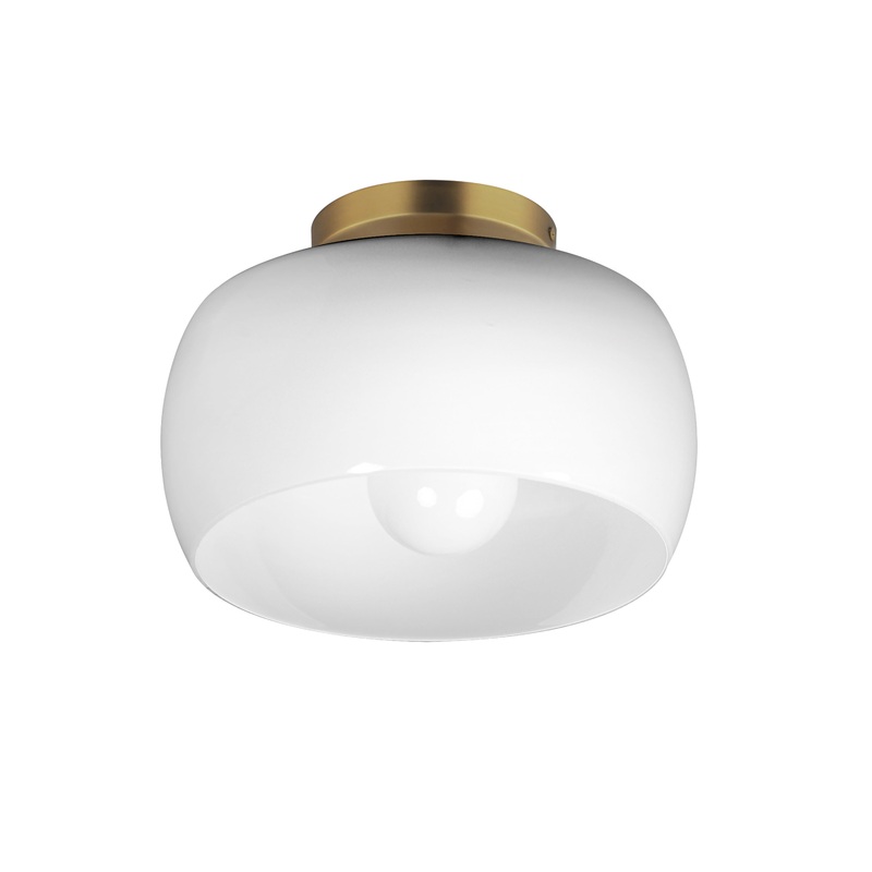 Glazed Flush Mount White/Natural Aged Brass