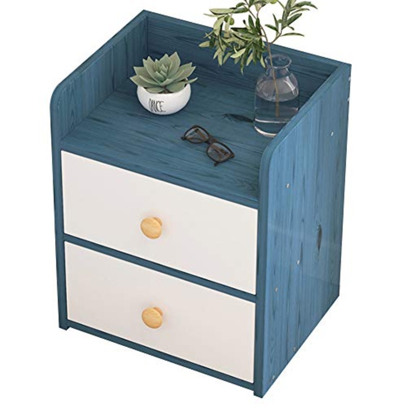 JINGTIA Comodino armadietto di immagazzinaggio Semplice Struttura Moderna Comodino Camera da Letto Comodino Nordico Piccolo armadietto,Blu