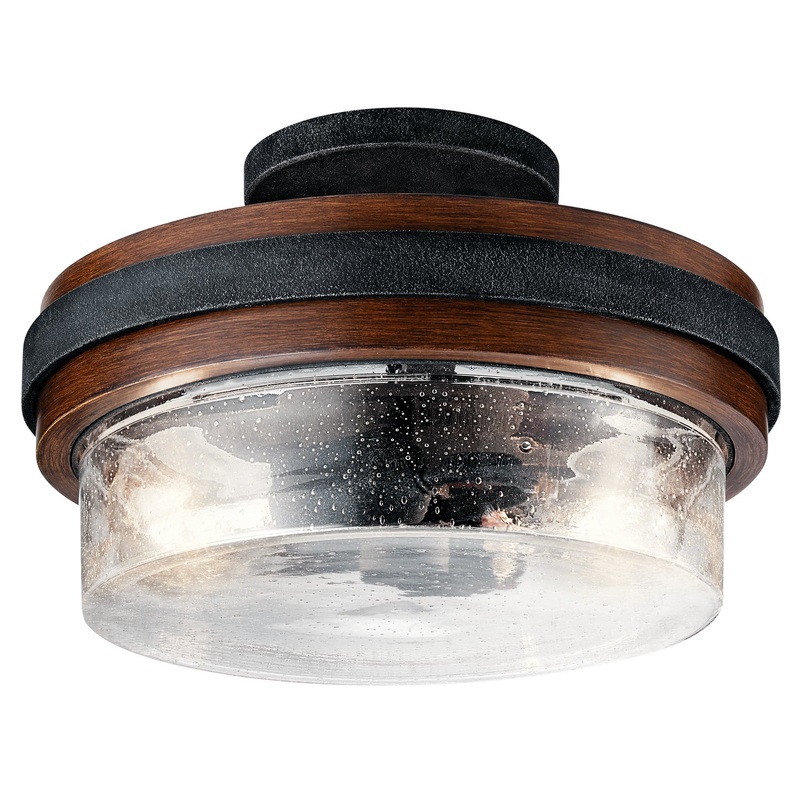 Kichler 44100AUB Two Light Semi Flush Mount, Auburn Stained