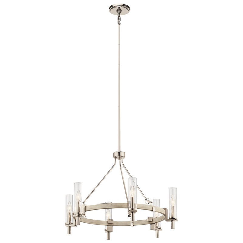 Kichler 44284WWW Six Light Chandelier, White Washed Wood