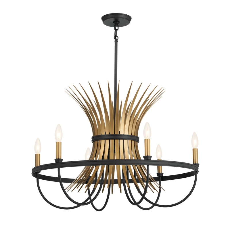 Kichler 52458BK Six Light Chandelier, Black