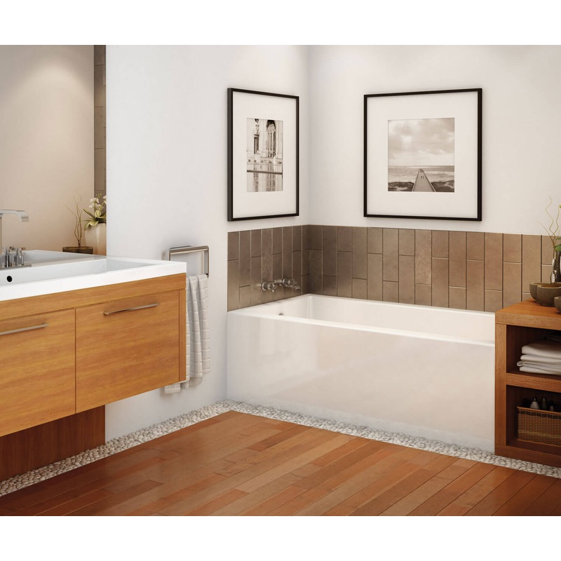 MAAX 105734-000-001-102 Rubix 6632 AFR Acrylic Alcove Right-Hand Drain Bathtub in White