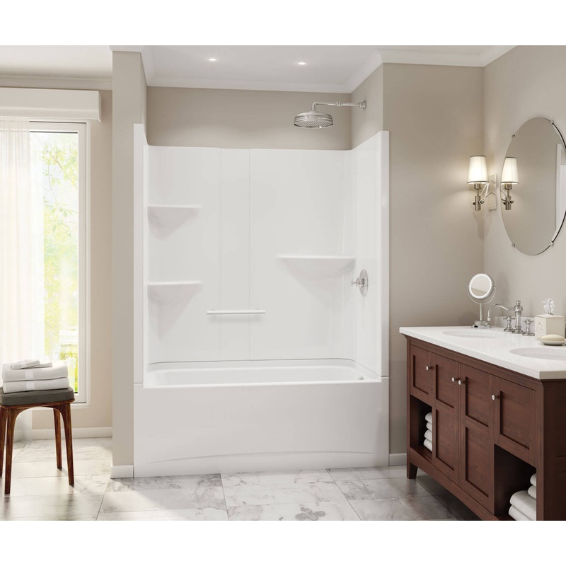 MAAX 105915-SL-000-001 Camelia TS-6032 Acrylic Alcove Left-Hand Drain Two-Piece Tub Shower in White
