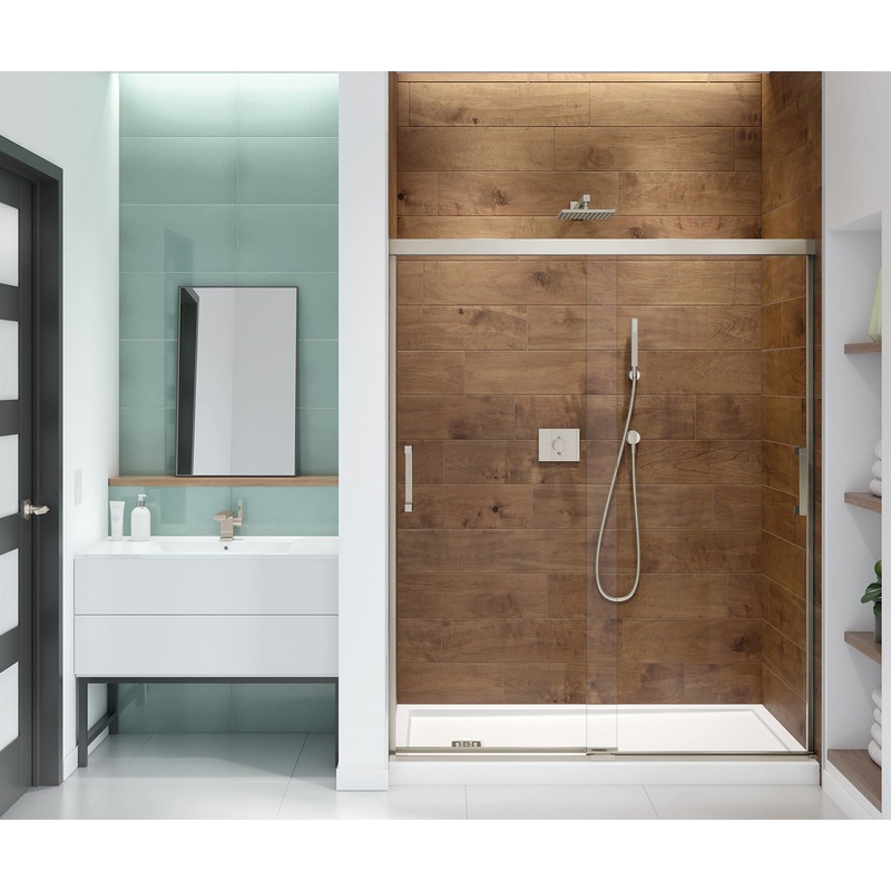 MAAX 139353-900-305-000 Incognito 70 56-59 x 70  in. 8 mm Bypass Shower Door for Alcove Installation with Clear glass  in Brushed Nickel