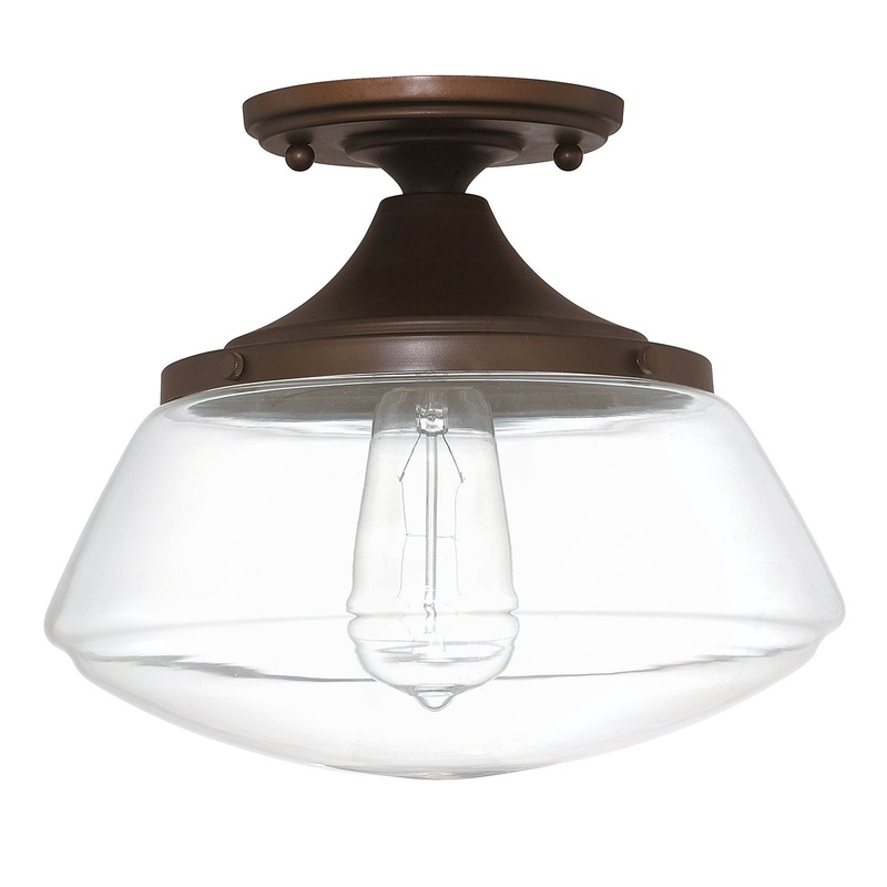 One Light Semi-Flush Mount from the Schoolhouse Collection in Burnished Bronze Finish by Capital Lighting
