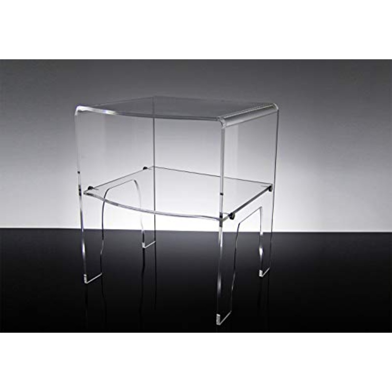 Slato Comodino da Notte dal Design Moderno a Due Ripiani in plexiglass Trasparente Emerald