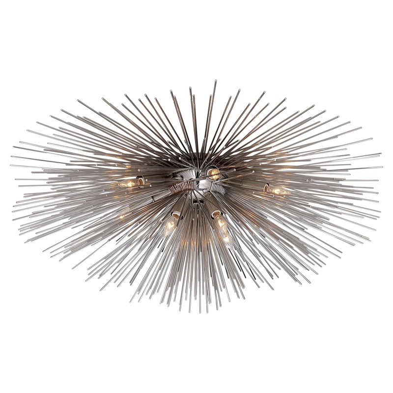 Ten Light Flush Mount from the Strada Collection in Polished Nickel Finish by Visual Comfort Signature