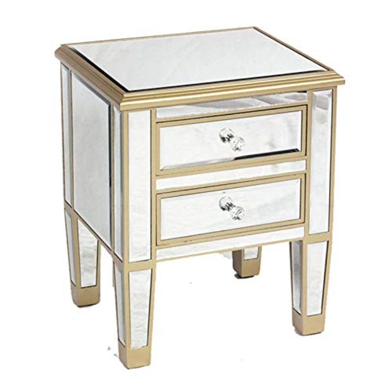 XJL Comodino Moderno Mobili Specchio Comodino Comodino Champagne-Color Comodino Cabinet Comodino con Cabina di Comodino di Divano Cabine