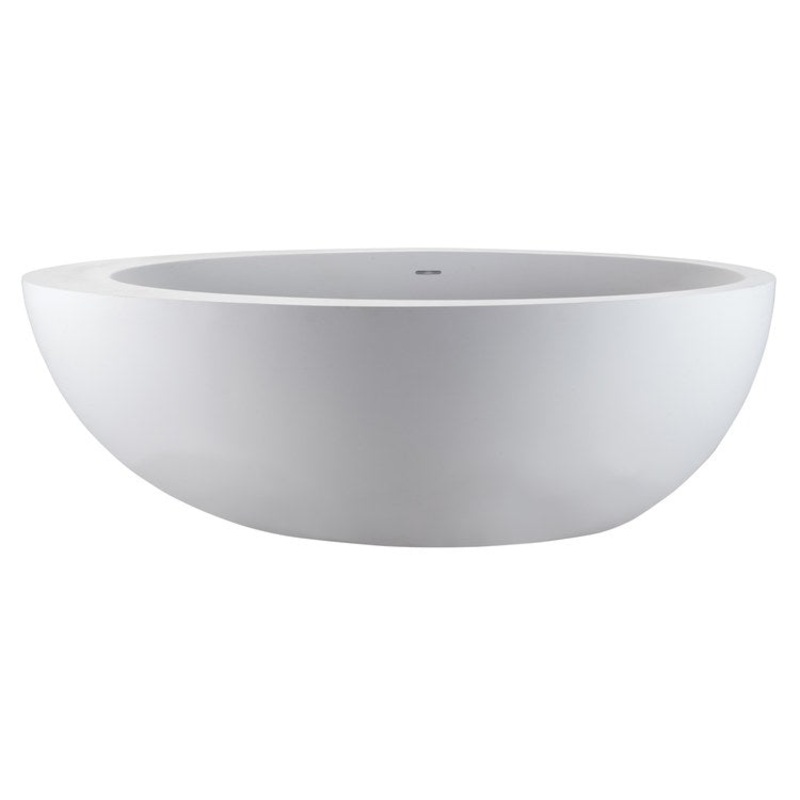 Air Tub Cascara 71 x 42 Inch Freestanding Air Bath Center White Matte Oval Sculpturestone 80 Gallons 22-3/4 Inch