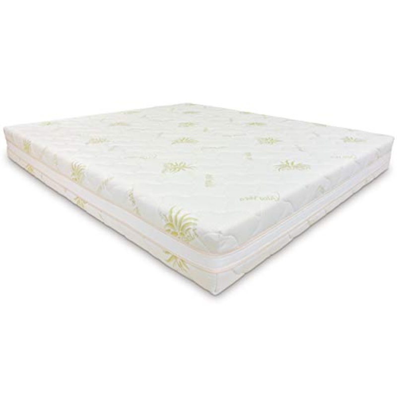 Baldiflex Emporio Fodera per Materasso Matrimoniale in Aloe Vera, Coprimaterasso, con Fascia Traspirante, Sfoderabile con Zip, Atossica, Misura 160x190x15 cm