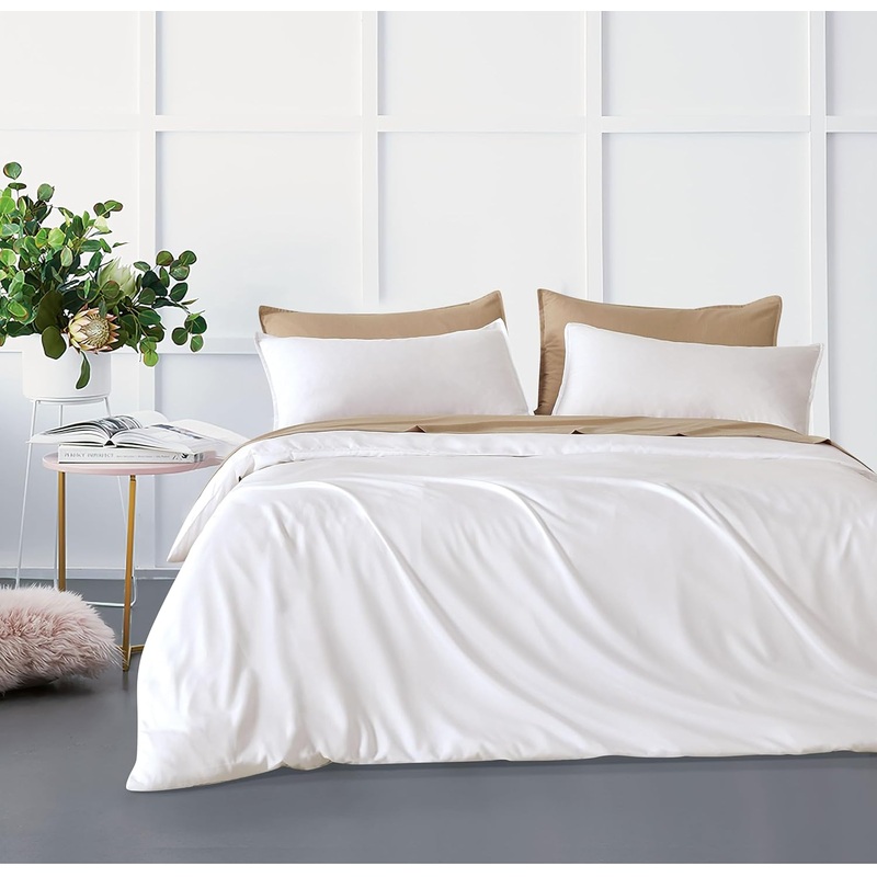 Bamboo Microfibre Quilt Cover Set – White – Super King
