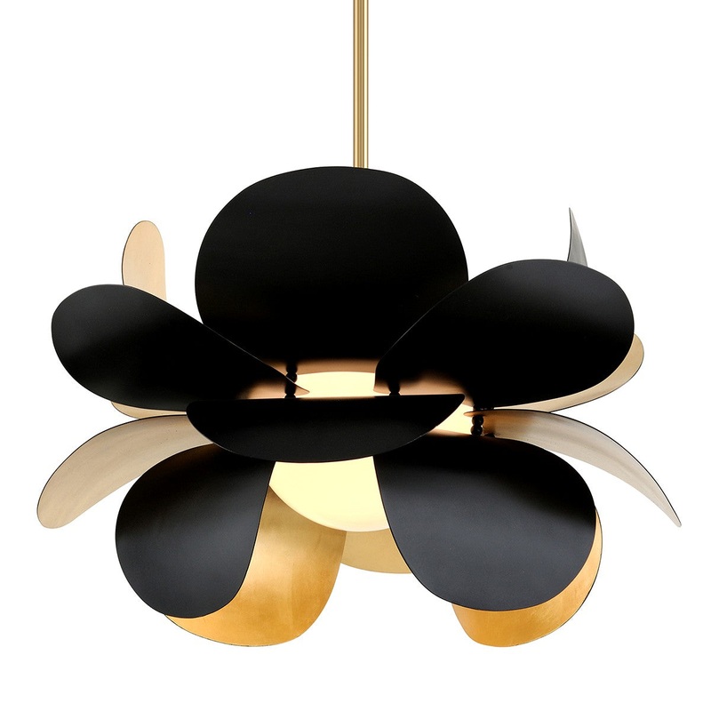 Corbett Lighting 308-43-GL/SBK Ginger One Light Chandelier Gold Leaf/Black