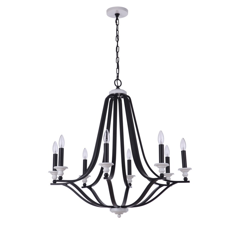 Craftmade 57628-FBMWW Esme Eight Light Chandelier Flat Black / Matte White