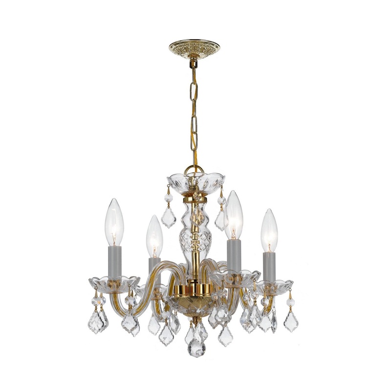 Crystorama 1064-PB-CL-I Traditional Crystal Four Light Mini Chandelier Polished Brass