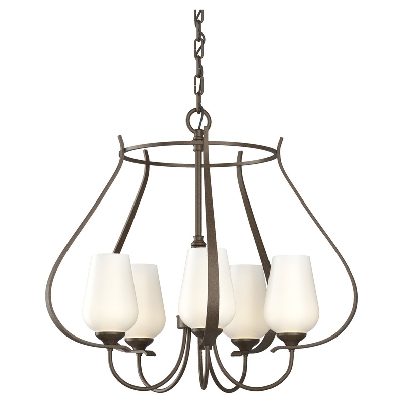 Flora 5-Arm Chandelier Bronze Opal Glass (GG)