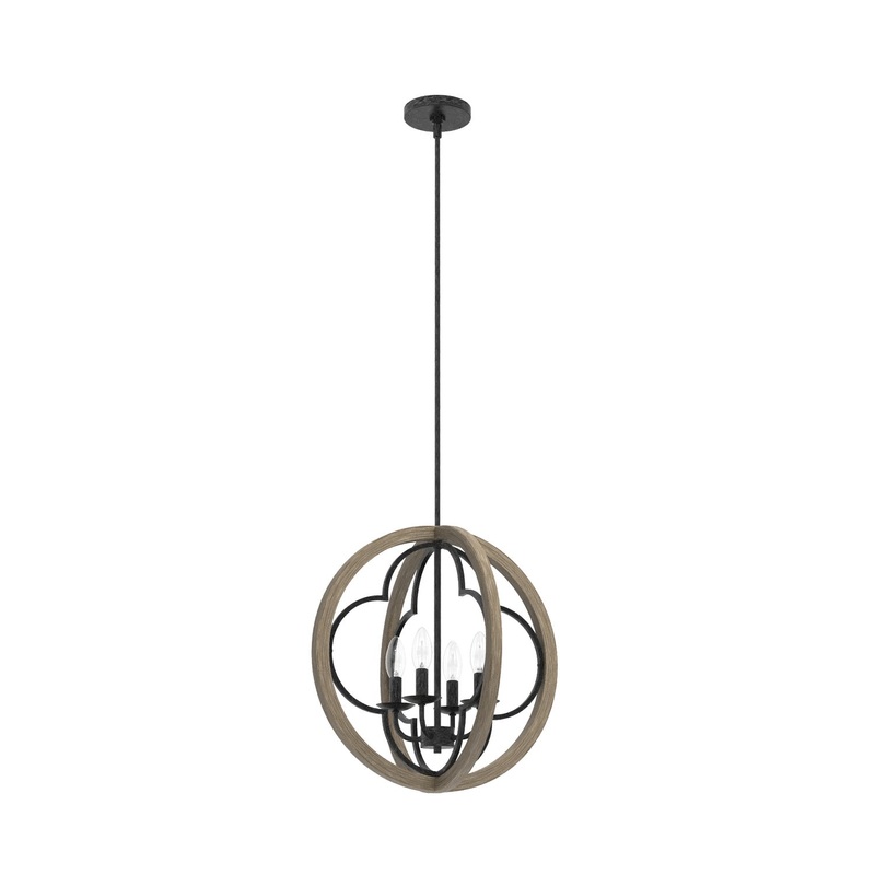 Four Light Pendant from the Gablecrest Collection in French Oak Finish by Hunter