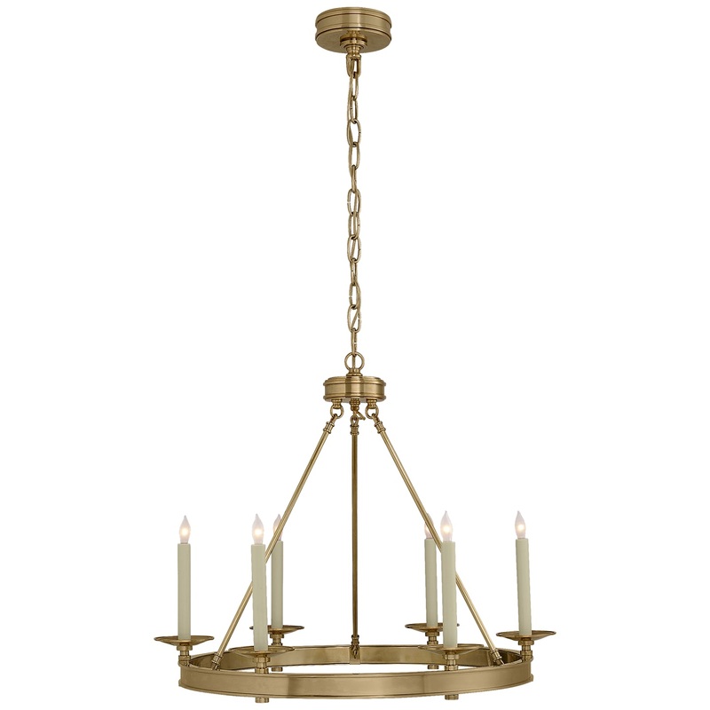 Six Light Chandelier from the Launceton Collection in Antique-Burnished Brass Finish by Visual Comfort Signature