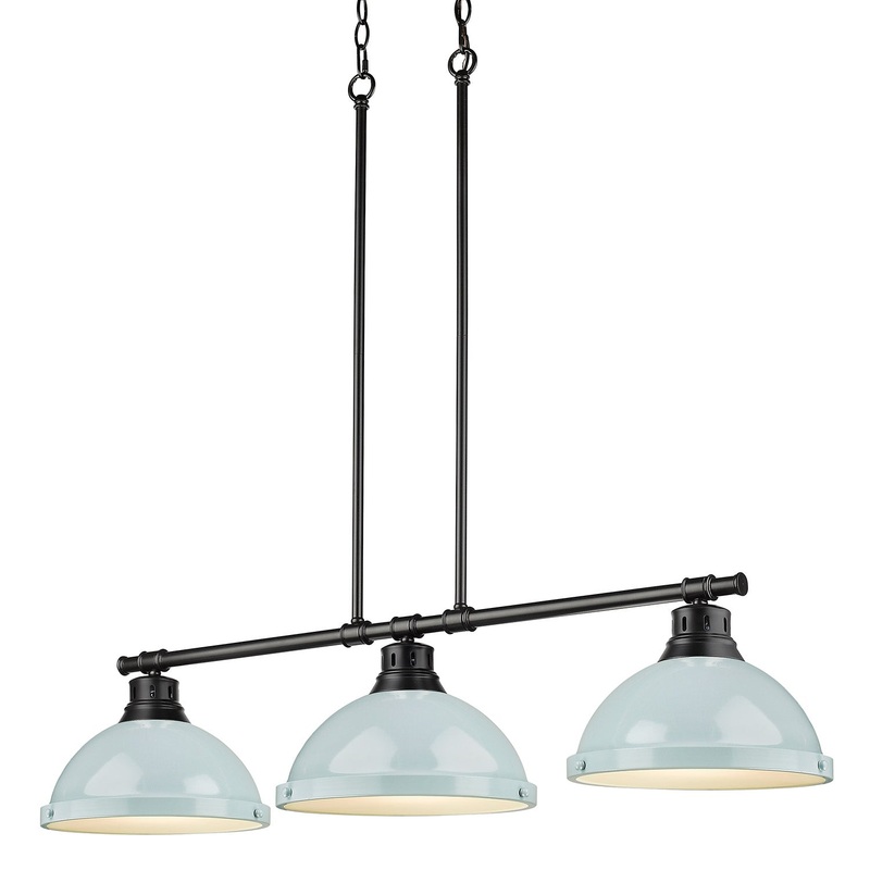 Three Light Linear Pendant from the Duncan Collection in Matte Black Finish by Golden